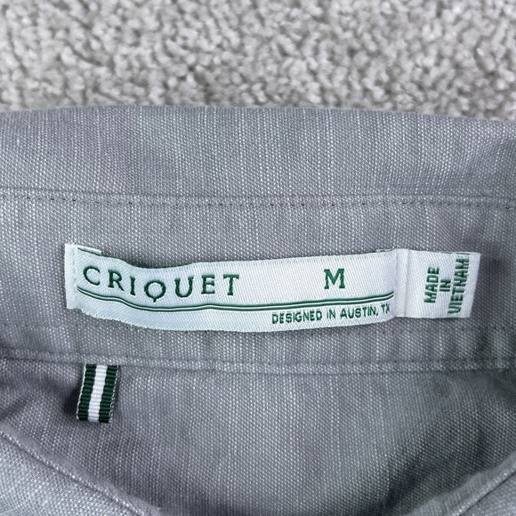 Criquet Shirt Mens Medium Grey Cotton Tencel Stretch Button Up Pockets - Picture 4 of 12